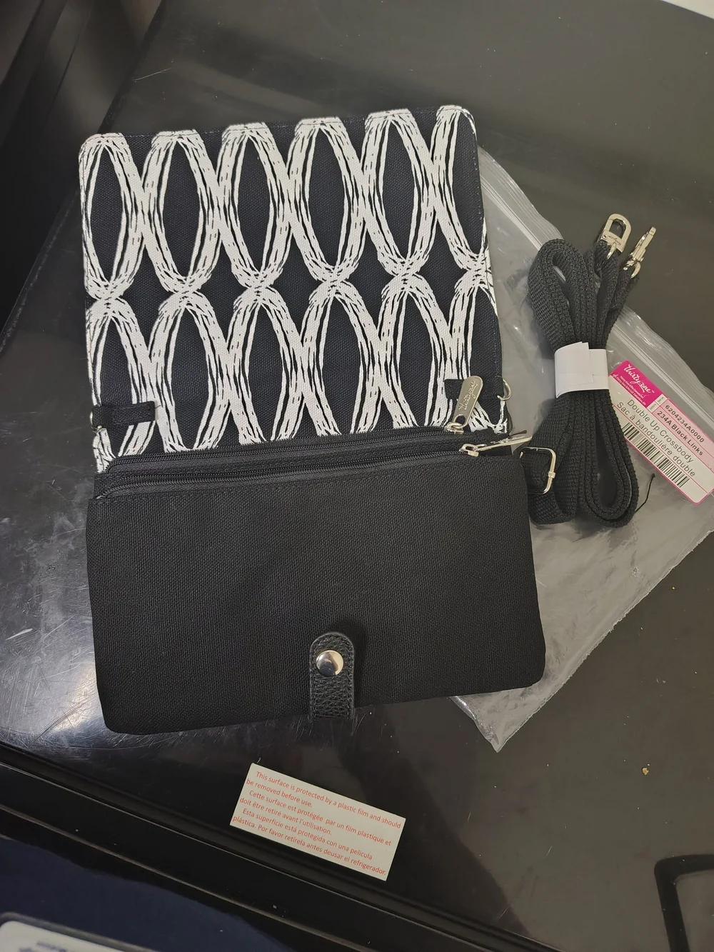 Thirty One Double Up Crossbody in Black Links